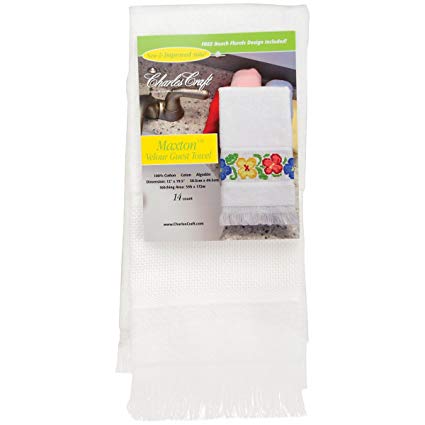 Towel 14 Count Maxton Velour Guest White from Charlescraft